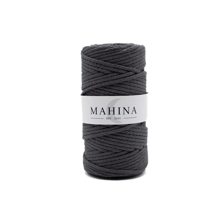 MAHINA Garn 4mm geflochten Anthrazit 100m - mahina