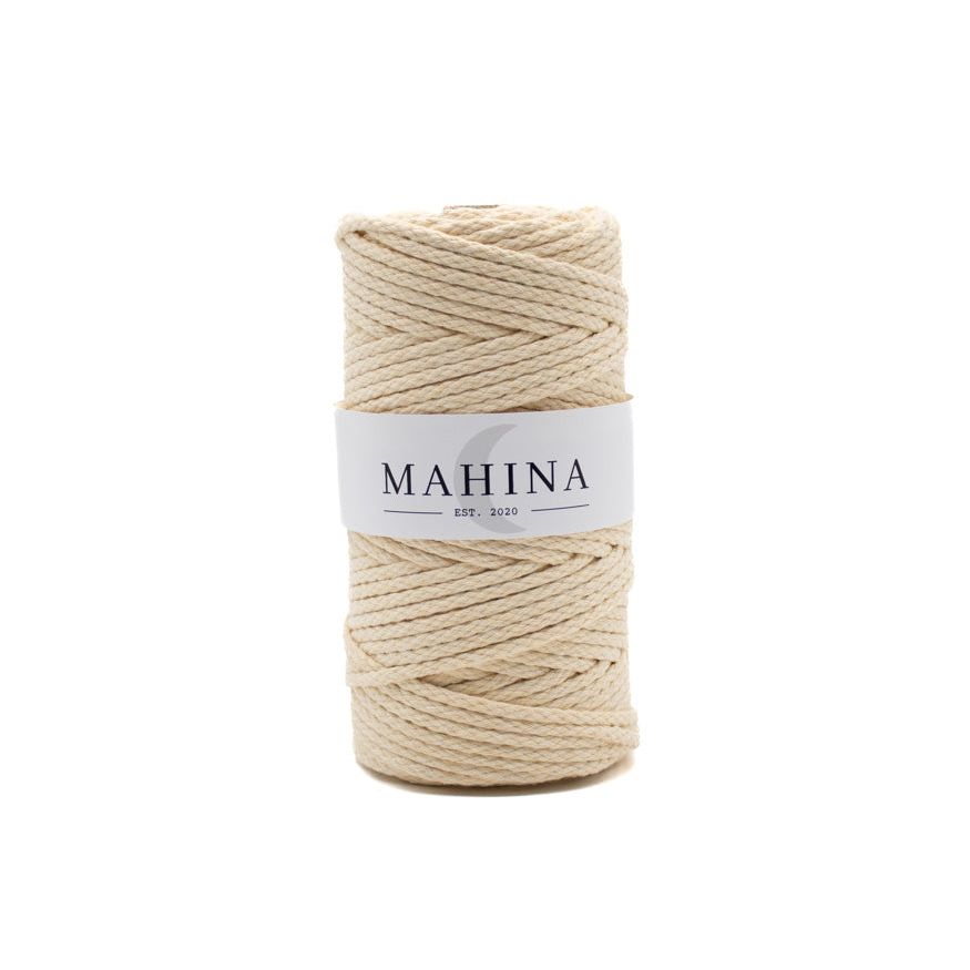 MAHINA Garn 4mm geflochten Vanille 100m - mahina