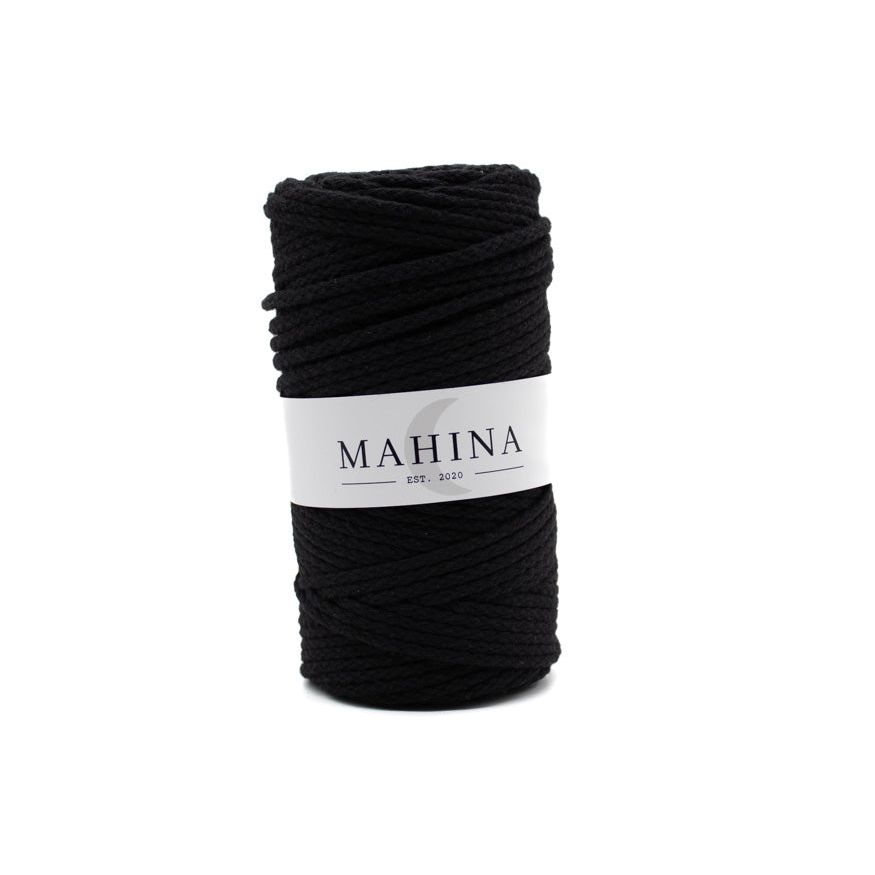 MAHINA Garn 4mm geflochten Schwarz 100m - mahina