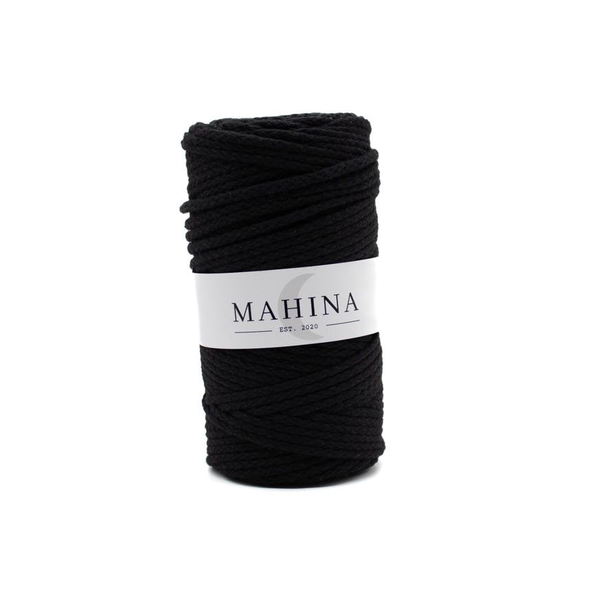 MAHINA Garn 4mm geflochten Schwarz 100m - MAHINA