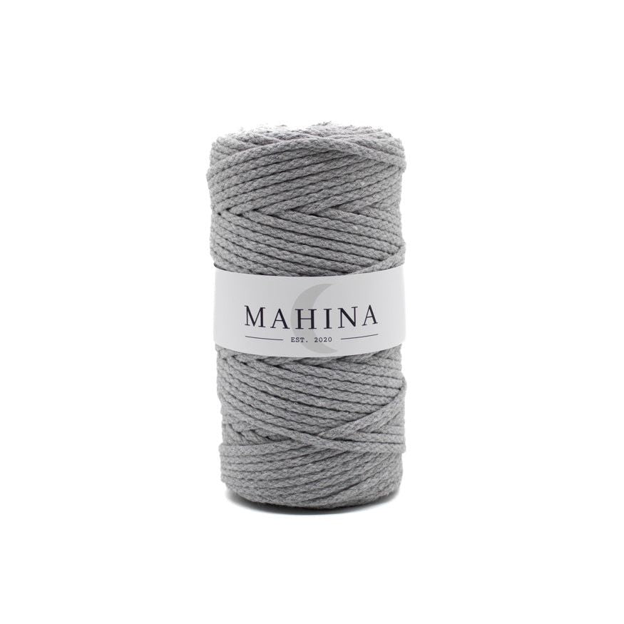 MAHINA Garn 4mm geflochten Hellgrau 100m - mahina