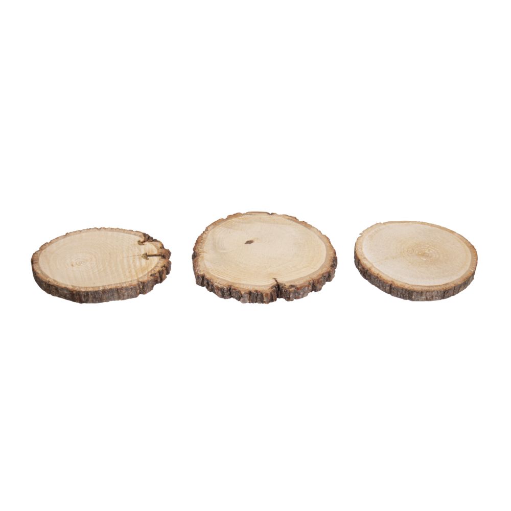 Holzscheibe/Baumscheibe rund im Set 8-12cm ø, 3 Stück - mahina
