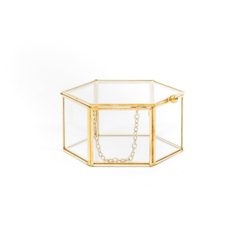 Personalisierbares Glas Schmuckkästchen in gold, 11x10x5,5cm - MAHINA