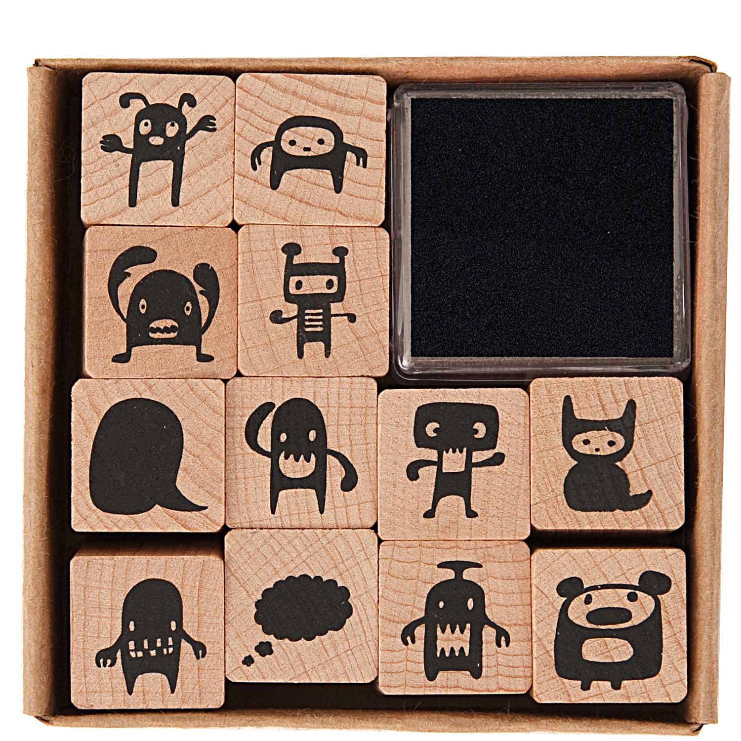 Paper Poetry Stempelset "Monster" 2x2cm, 12 Stück - mahina