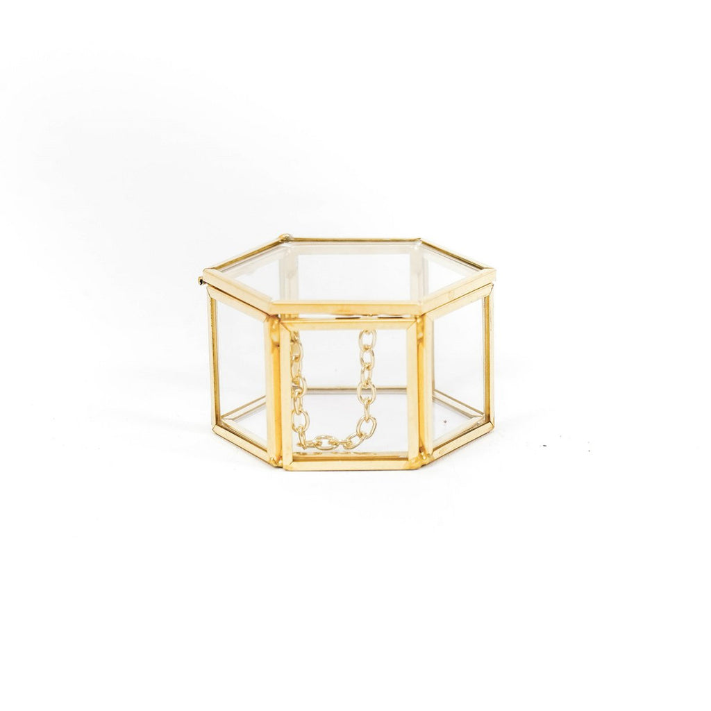 Personalisierbares Glas Schmuckkästchen in gold, 6x5,5x3,5cm - MAHINA