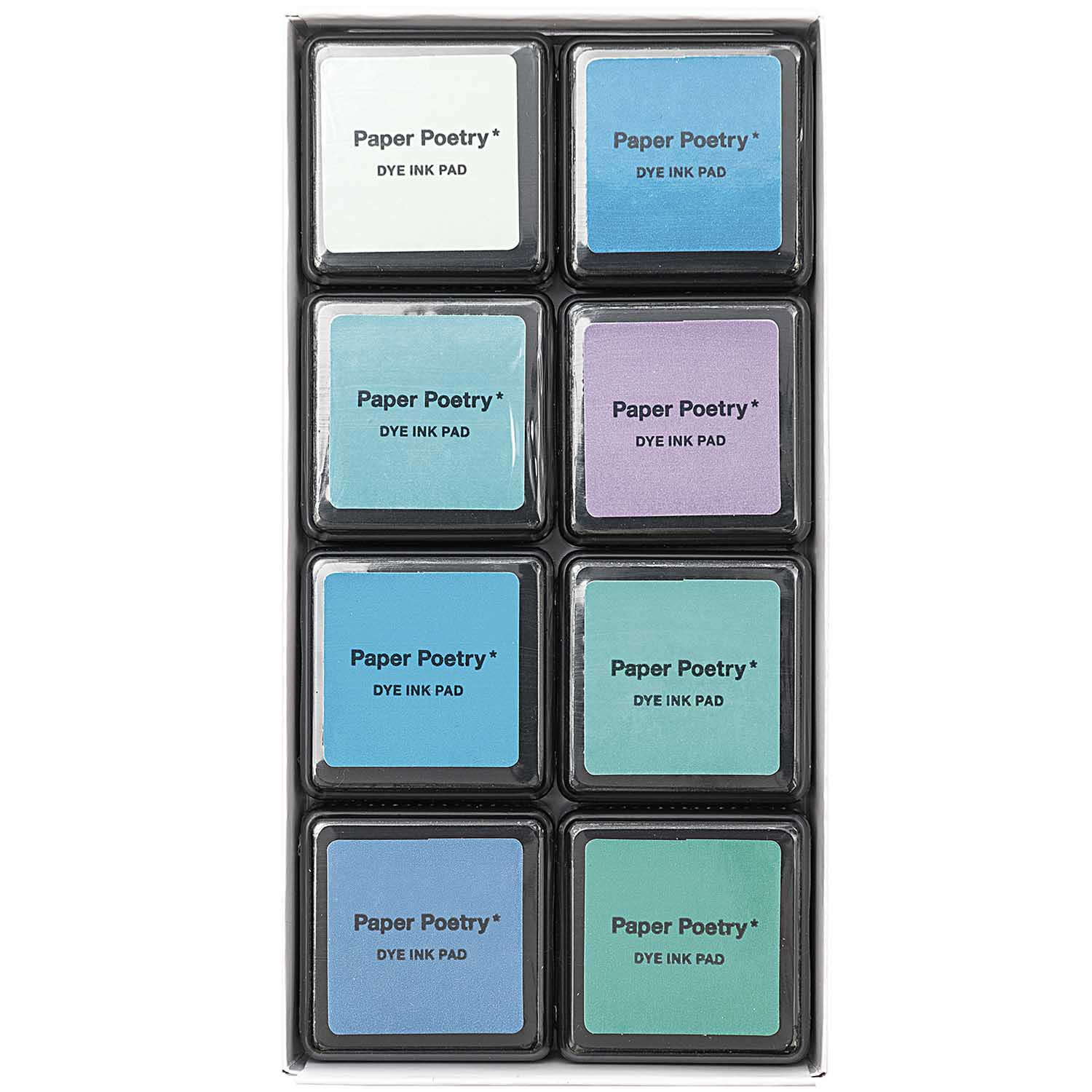 Paper Poetry Tusche Stempelkissen Set Aqua Mix, 8 Stück - mahina