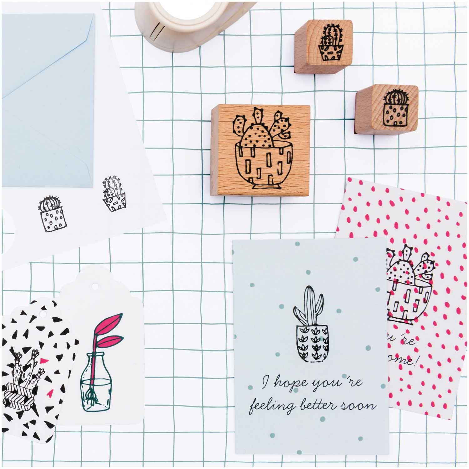 Paper Poetry Stempelset "Hygge Cactus" 7teilig - mahina