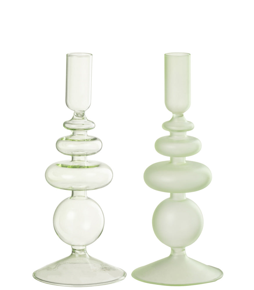 Kerzenhalter aus Glas, grün 22cm - MAHINA