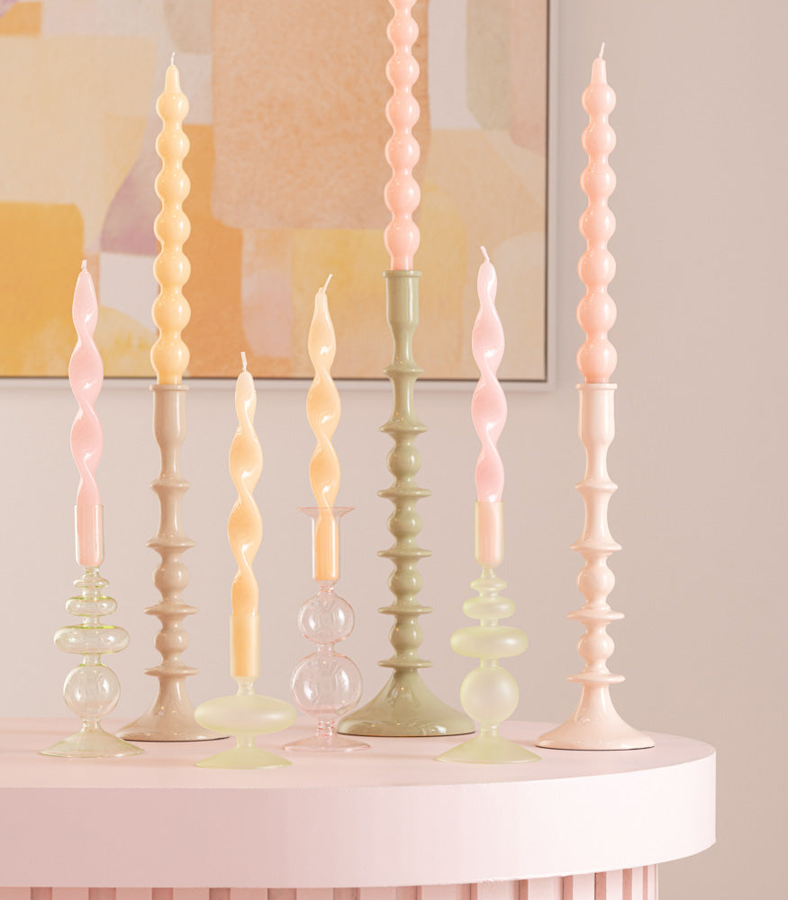 Kerzenhalter aus Glas, rosa 15cm - MAHINA