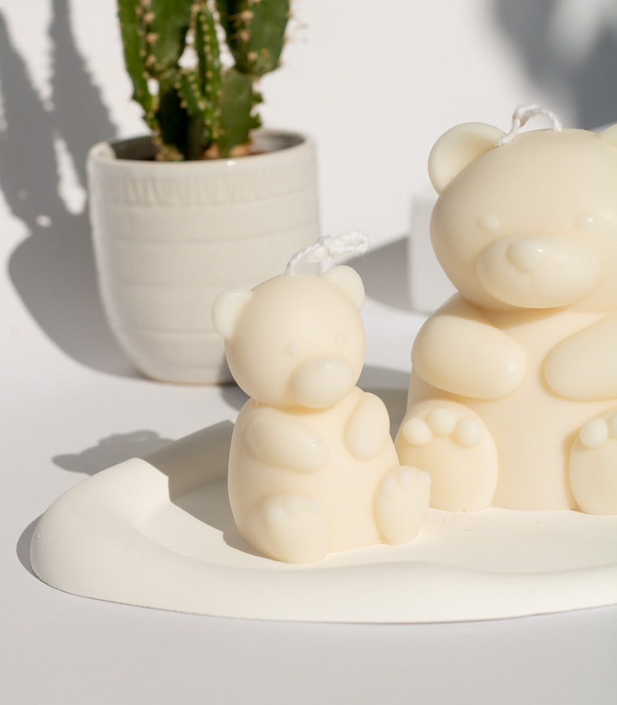 Handgemachtes Kerzen-Set "Teddybär" in verschiedenen Farben, 2 Stück - MAHINA