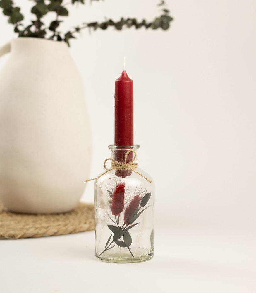 Personalisierbarer Kerzenständer mit Trockenblumen - MAHINA