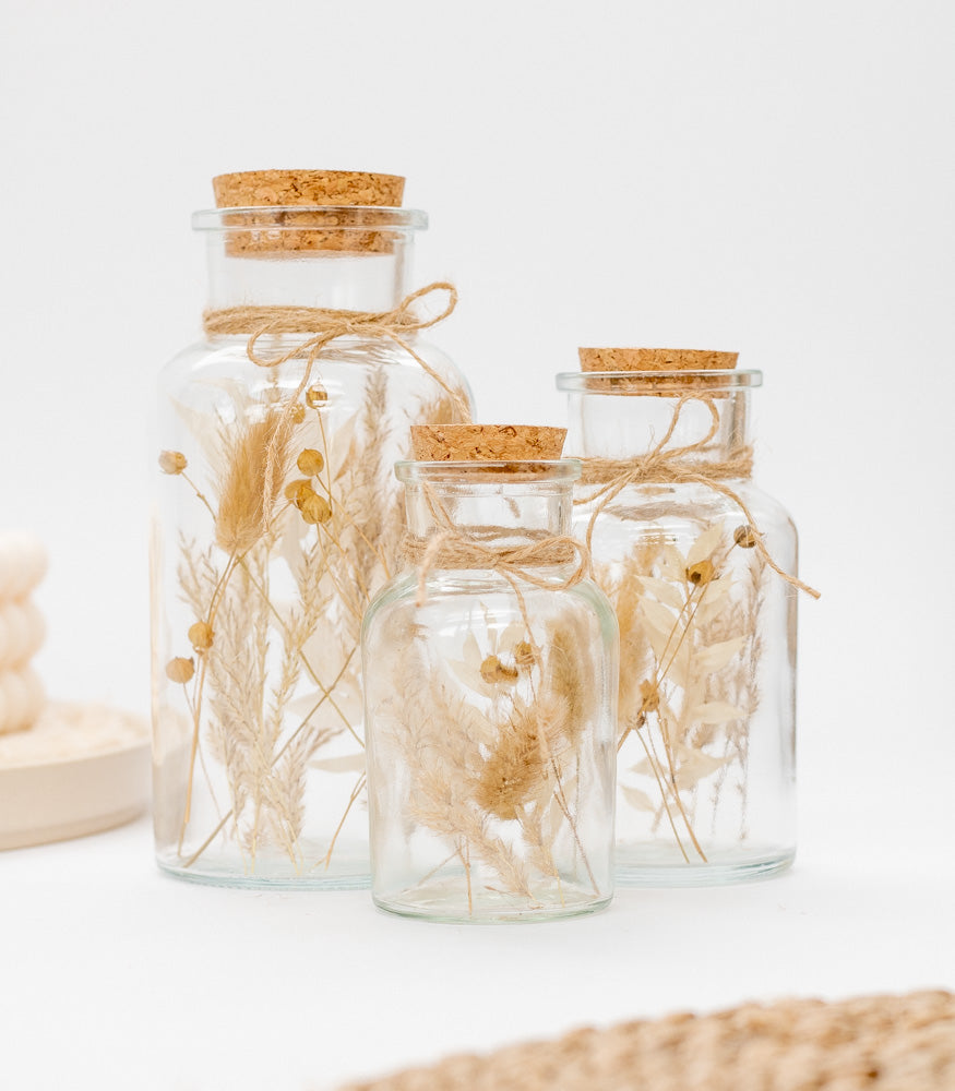 Personalisierbares Korkenglas mit Trockenblumen "Nature" - MAHINA