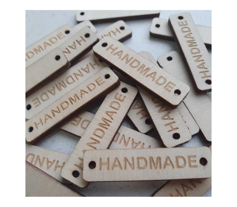 Holz-Labels "Handmade", 5 Stück - MAHINA