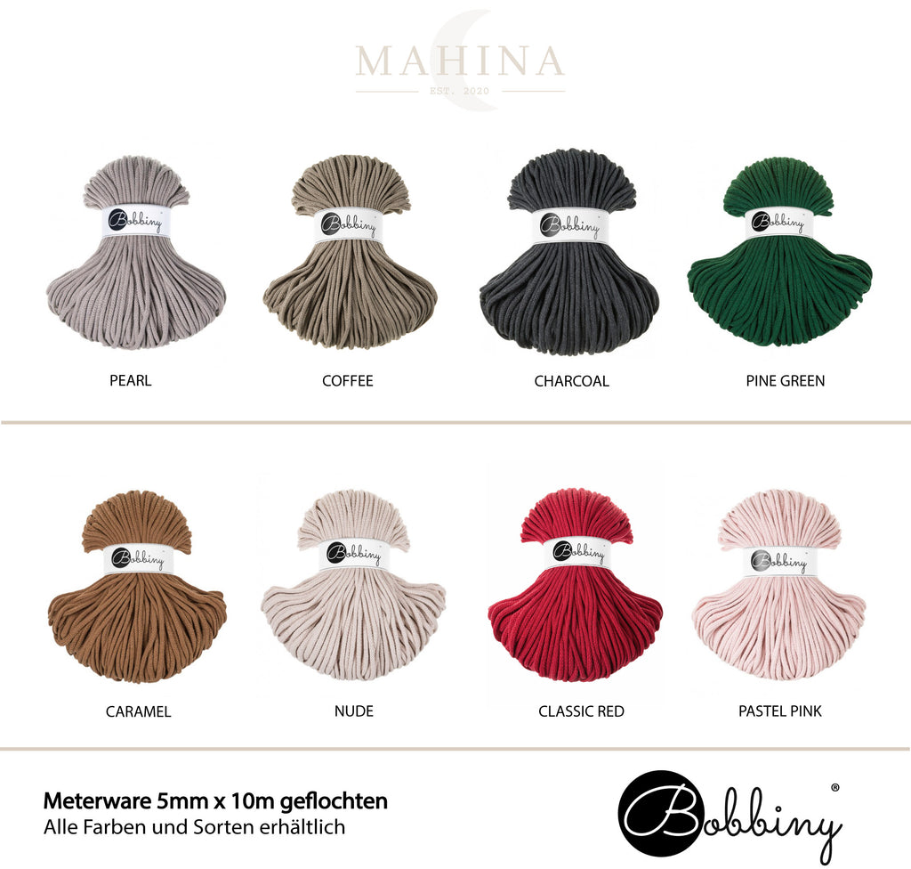 Bobbiny 10m Meterware "PREMIUM Flechtkordel 5mm geflochten" - MAHINA