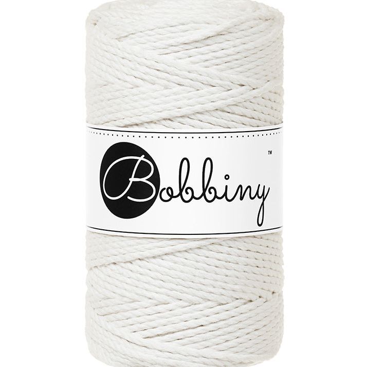 Bobbiny Makramee Garn 3mm 3ply Off White 100m - MAHINA