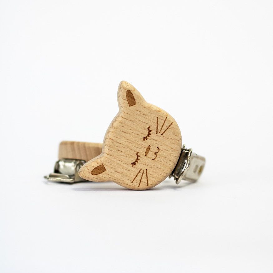 Schnullerclip "Katze" aus Buchenholz - mahina