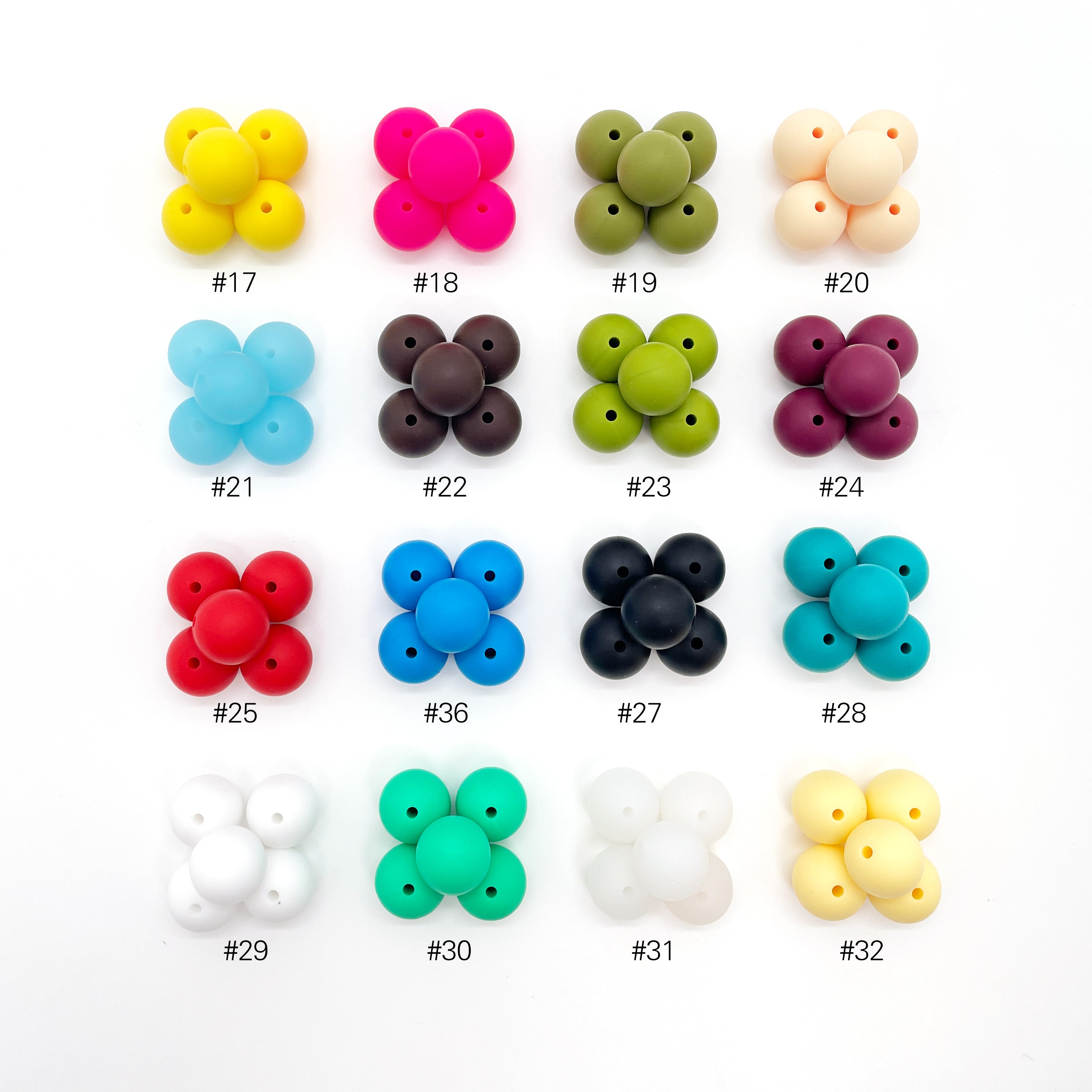 Runde Silikonperle 15mm Farbe #1 - #66 - mahina