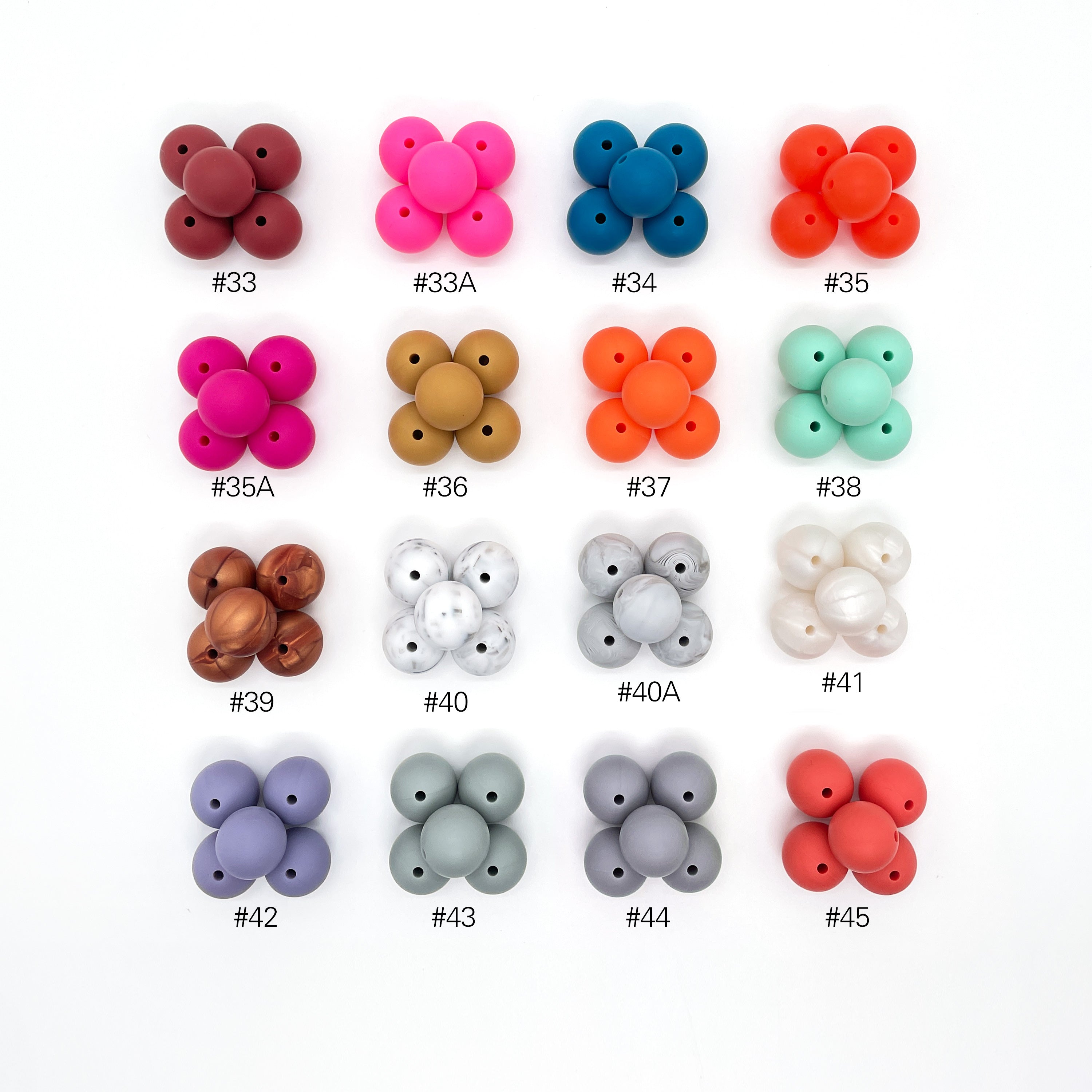 Runde Silikonperle 15mm Farbe #1 - #66 - mahina
