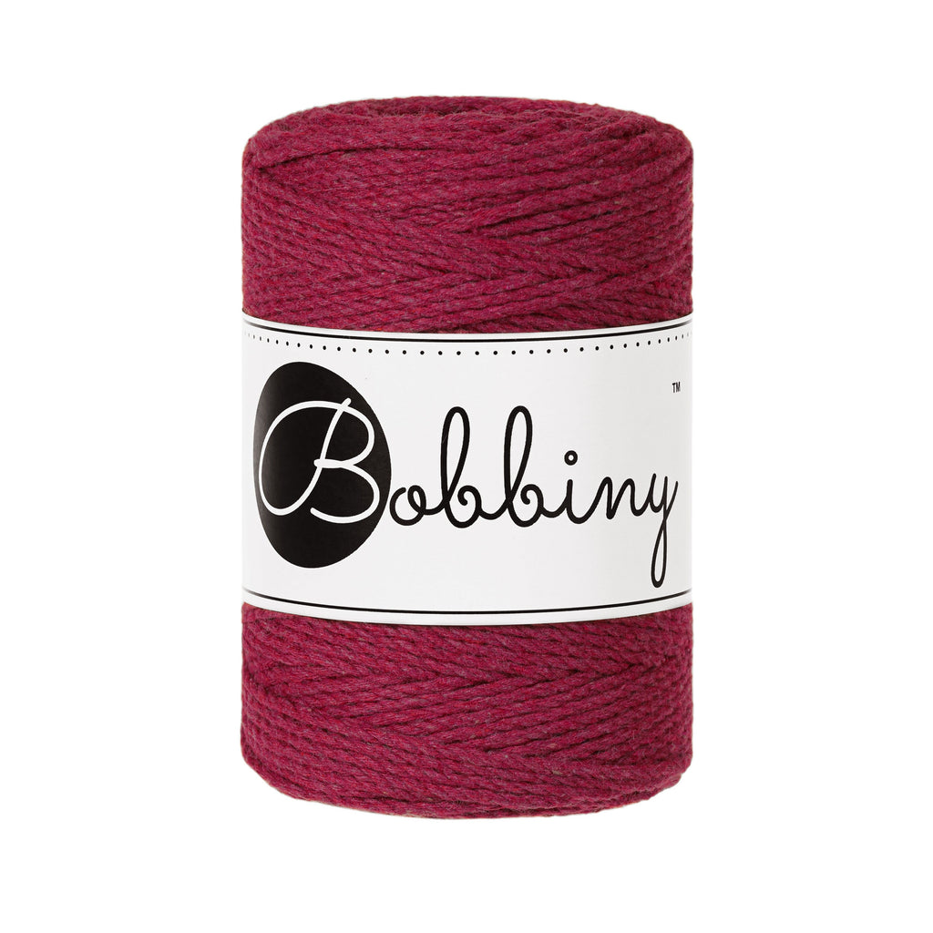 Bobbiny Makramee Garn 1,5mm 3ply Wine Red 100m - MAHINA