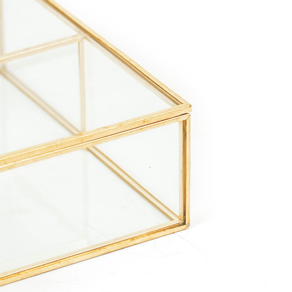Personalisierbares Glas Schmuckkästchen in gold, 25x16x5,5cm - MAHINA