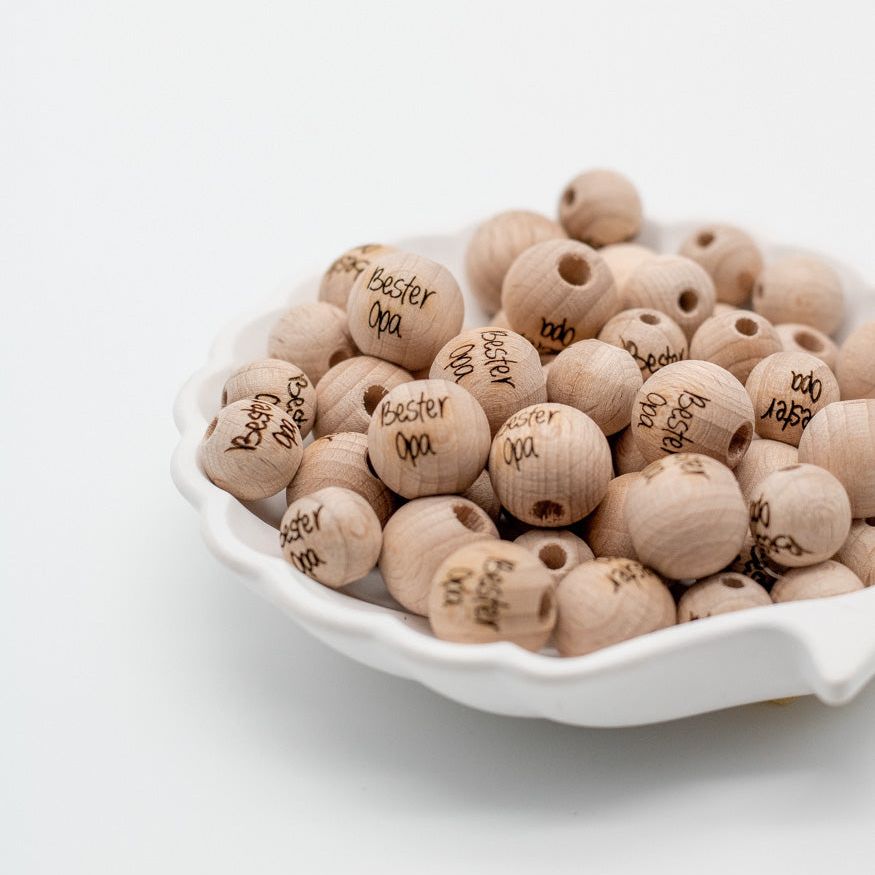 Holzperle handgemachte Gravur "Bester Opa" 12mm/15mm - Bastelbedarf -> Holz > Holzperlen -> Motive von mahina