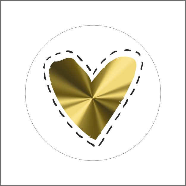 Aufkleber/Sticker "Gold Heart" 47mm rund, 500 Stück im Spender - MAHINA
