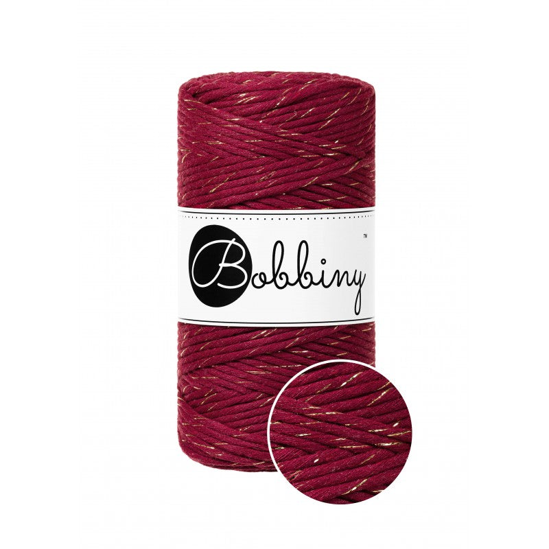 Bobbiny Makramee Garn 3mm gezwirnt Golden Wine Red 100m - MAHINA