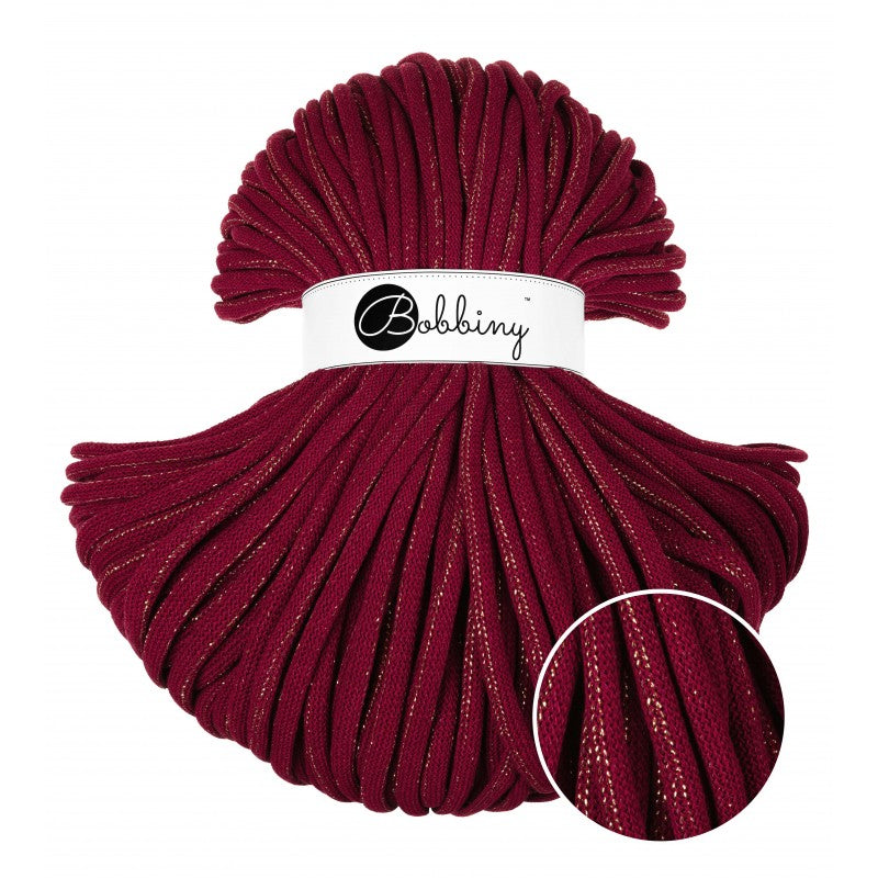 Bobbiny JUMBO Flechtkordel 9mm geflochten Golden Wine Red 100m - MAHINA