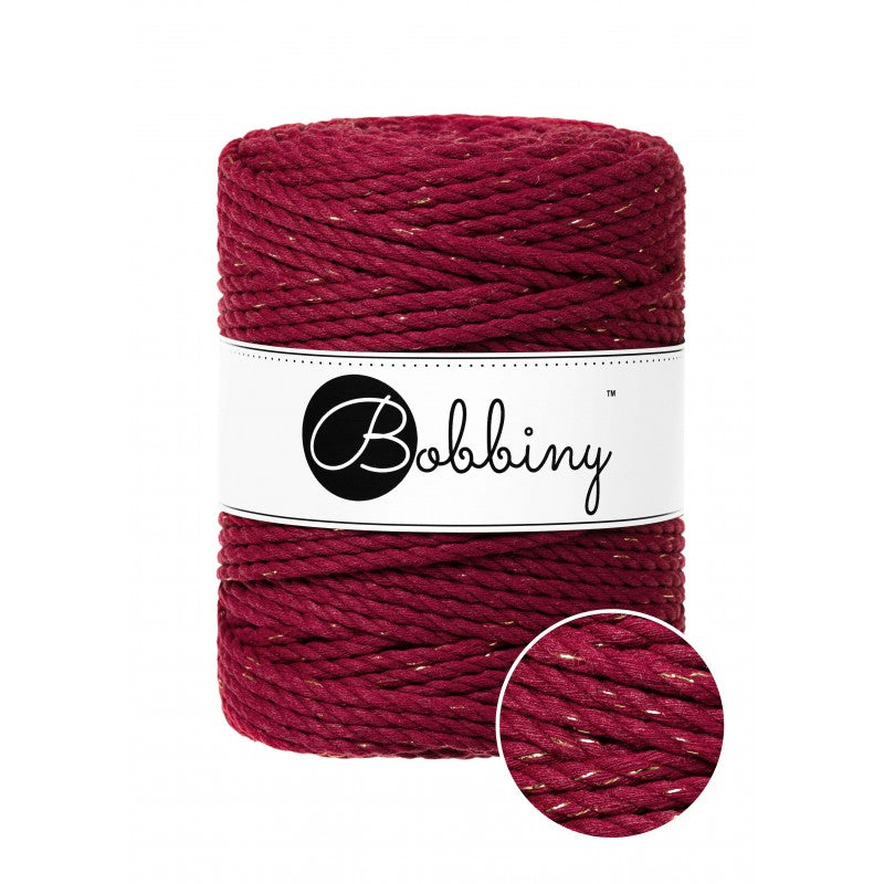 Bobbiny Makramee Garn 5mm 3ply Golden Wine Red 100m - MAHINA