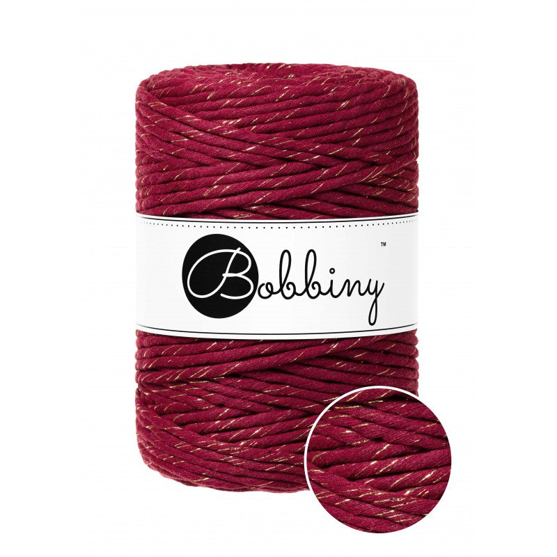 Bobbiny Makramee Garn 5mm gezwirnt Golden Wine Red 100m - MAHINA