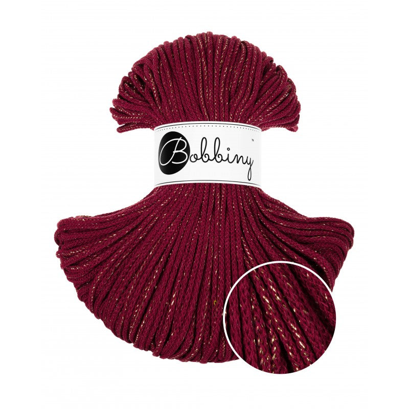 Bobbiny JUNIOR Flechtkordel 3mm geflochten Golden Wine Red 100m - MAHINA