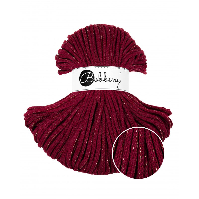 Bobbiny PREMIUM Flechtkordel 5mm geflochten Golden Wine Red 100m - mahina