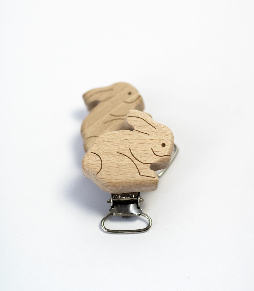 Schnullerclip "Bunny" aus Buchenholz - Schnullerclips & -ketten von mahina