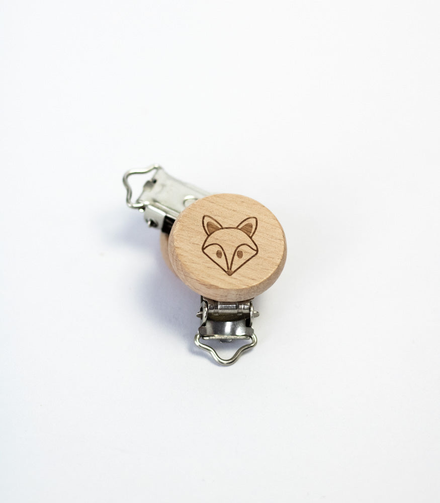Schnullerclip "Fuchs Motiv" aus Buchenholz - Bastelbedarf -> Holz > Schnullerclips von mahina