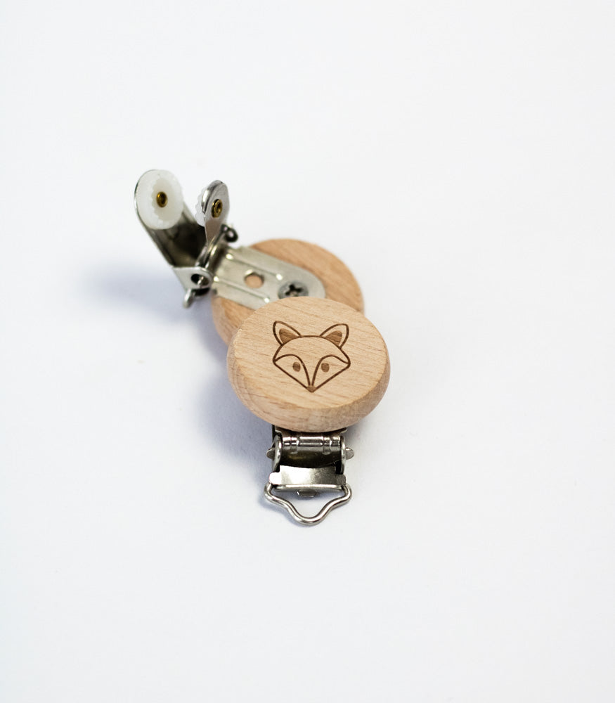 Schnullerclip "Fuchs Motiv" aus Buchenholz - Bastelbedarf -> Holz > Schnullerclips von mahina