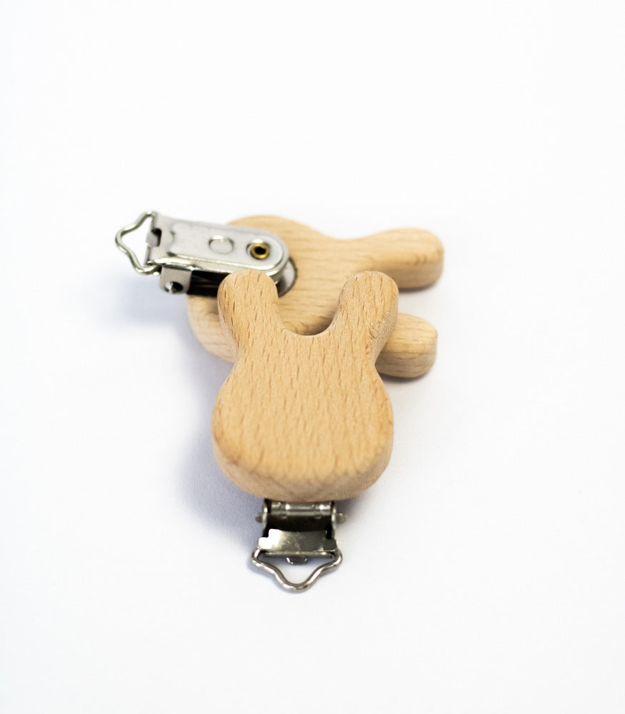 Schnullerclip "Hase" aus Buchenholz - Bastelbedarf -> Holz > Schnullerclips von mahina