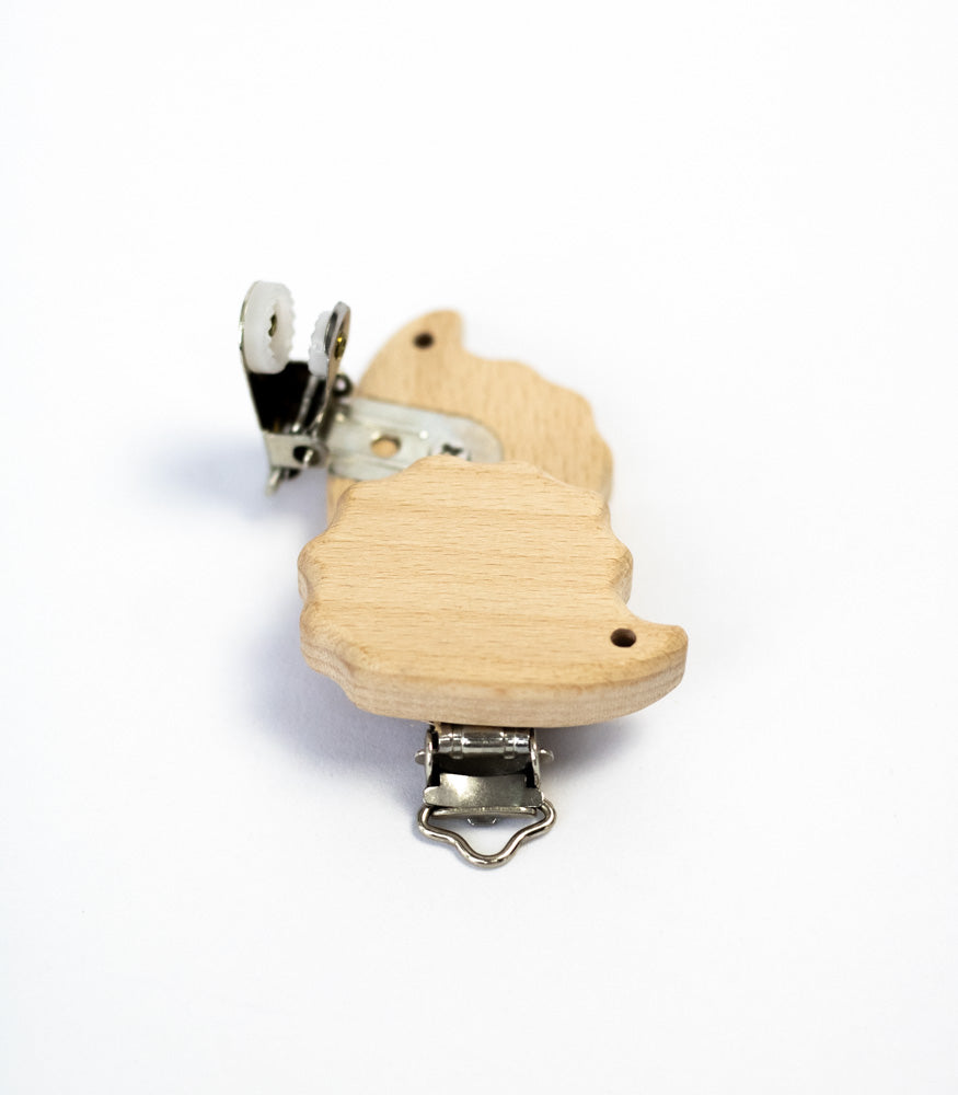 Schnullerclip "Igel" aus Buchenholz - Bastelbedarf -> Holz > Schnullerclips von mahina