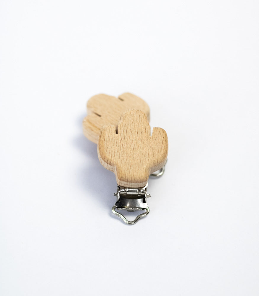 Schnullerclip "Kaktus" aus Buchenholz - Bastelbedarf -> Holz > Schnullerclips von mahina