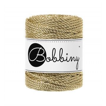 Bobbiny Makramee Garn 3mm 3ply Metallic Gold 50m - mahina