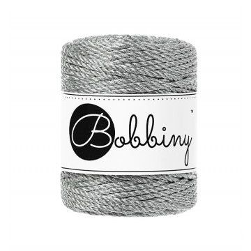Bobbiny Makramee Garn 3mm 3ply Metallic Silver 50m - mahina