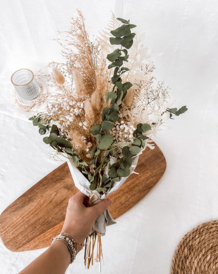 Großer Trockenblumenstrauß "Soft Green" mit Eukalyptus - MAHINA