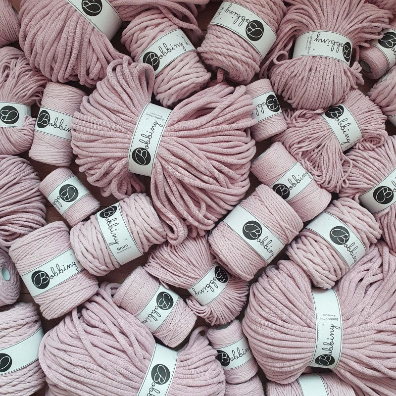 Bobbiny Makramee Garn 5mm 3ply Pastel Pink 100m - MAHINA