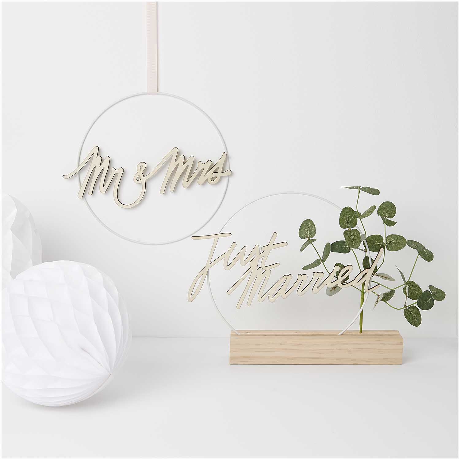 Rico Design Holzschriftzug magnetisch "Just Married", 30x14cm - Bastelbedarf -> Holz > Holzkränze von mahina