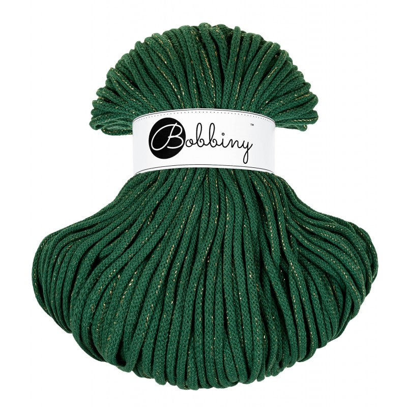 Bobbiny PREMIUM Flechtkordel 5mm geflochten Golden Pine Green 100m - MAHINA